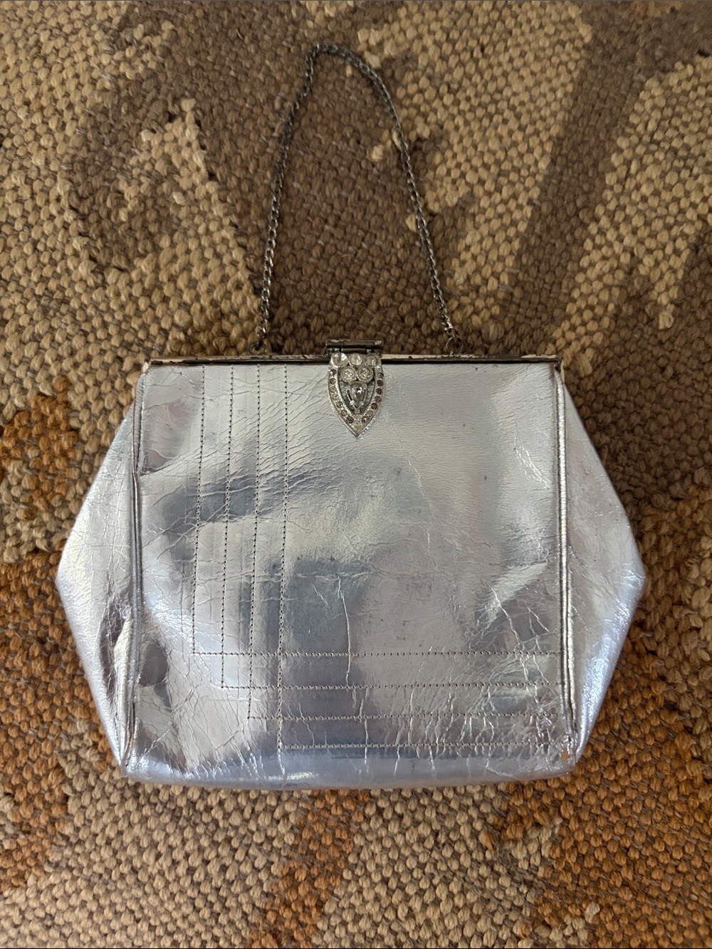 Vintage silver bag with original compact
